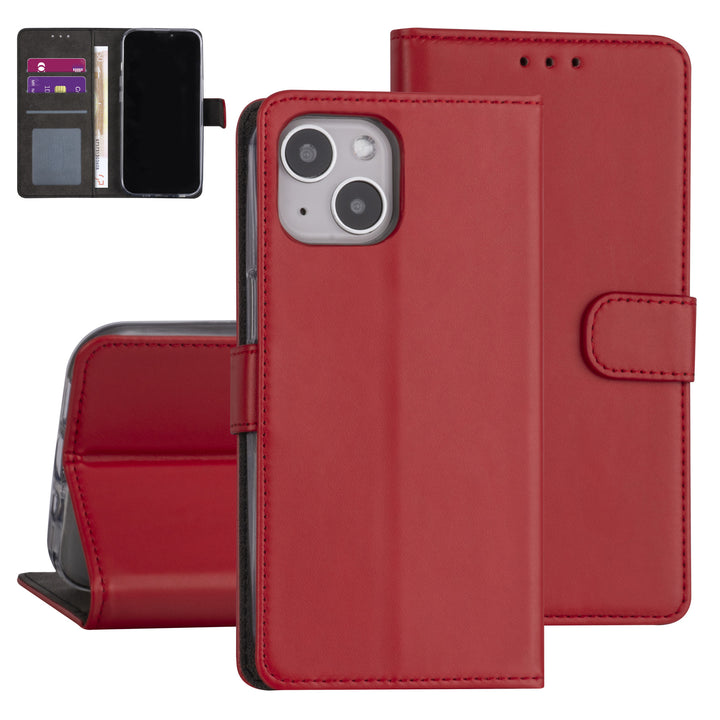 iPhone 13 Booktype hoesje - Rood - Pasjeshouder - Magneetsluiting-Hoesjes-Ilumina Benelux