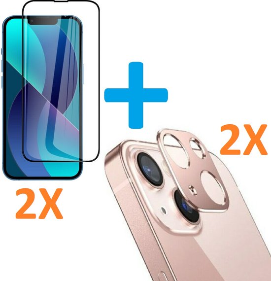 iPhone 13 – Camera Lens Protector Rosegoud & Full Screenprotector – 4-Pack-Ilumina Benelux