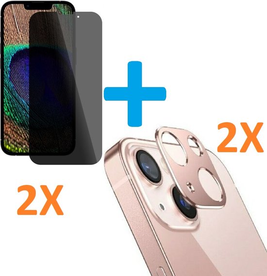 iPhone 13 – Camera Lens Rosegoud & Privacy Screenprotector – 4-Pack-Ilumina Benelux