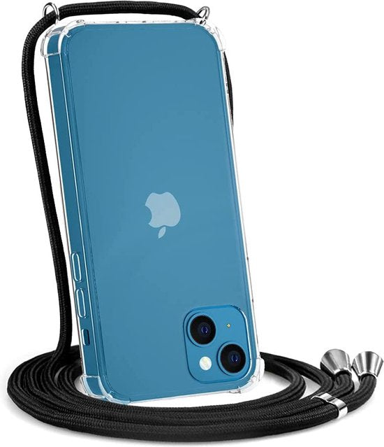 iPhone 13 Hoesjes – Transparante Siliconen Backcover met Schouderkoord – Anti-slip – Valbescherming-Ilumina Benelux