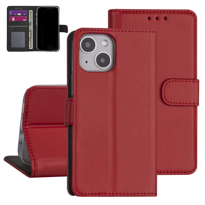 iPhone 13 Mini Booktype hoesje - Rood - Pasjeshouder - Magneetsluiting-Hoesjes-Ilumina Benelux