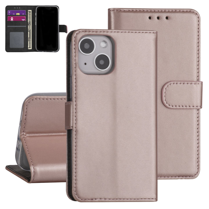 iPhone 13 Mini Booktype hoesje - Rose Gold - Pasjeshouder - Magneetsluiting-Hoesjes-Ilumina Benelux