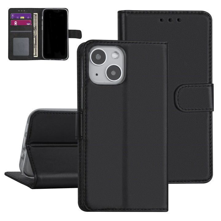 iPhone 13 Mini Booktype hoesje - Zwart - Pasjeshouder - Magneetsluiting-Hoesjes-Ilumina Benelux
