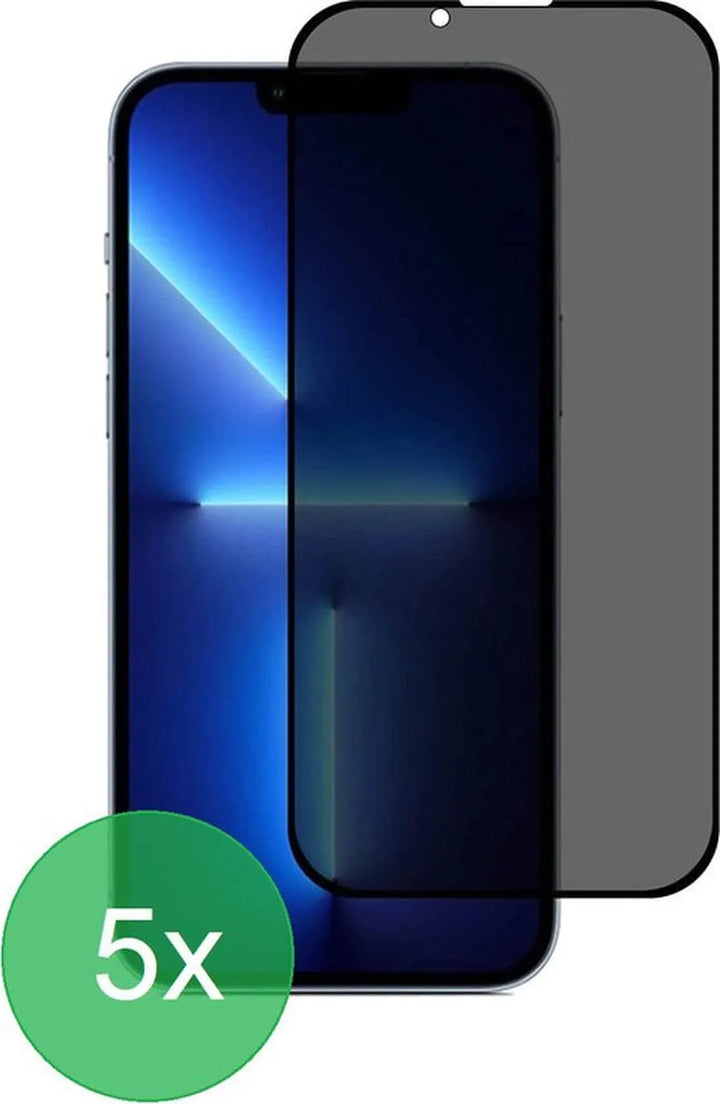 iPhone 13 Mini – Privacy Full Cover – 9H Gehard Glas – 5-Pack-Ilumina Benelux