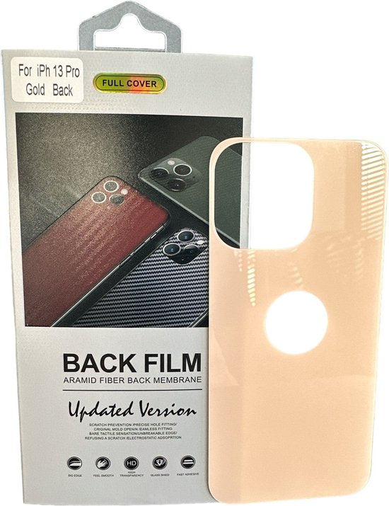 iPhone 13 Pro – Achterkant Screenprotector Gehard 9H – Anti-kras – Tempered Glas - Goud-Ilumina Benelux