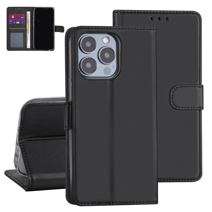 iPhone 13 Pro Booktype hoesje - Zwart - Pasjeshouder - Magneetsluiting-Hoesjes-Ilumina Benelux