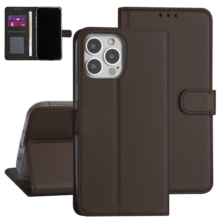 iPhone 13 Pro Max Booktype hoesje - Bruin - Pasjeshouder - Magneetsluiting-Hoesjes-Ilumina Benelux