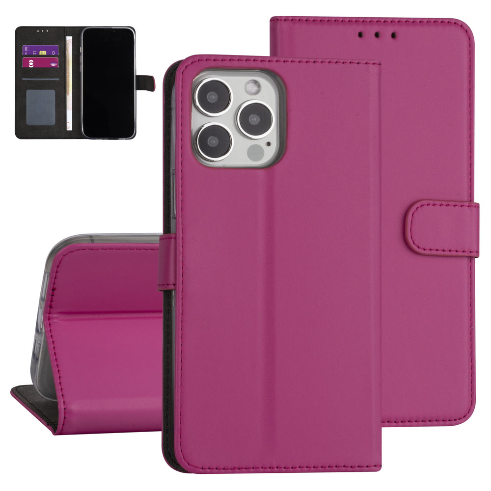iPhone 13 Pro Max Booktype hoesje - Felroze - Pasjeshouder - Magneetsluiting-Hoesjes-Ilumina Benelux