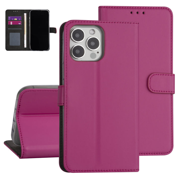 iPhone 13 Pro Max Booktype hoesje - Felroze - Pasjeshouder - Magneetsluiting-Hoesjes-Ilumina Benelux