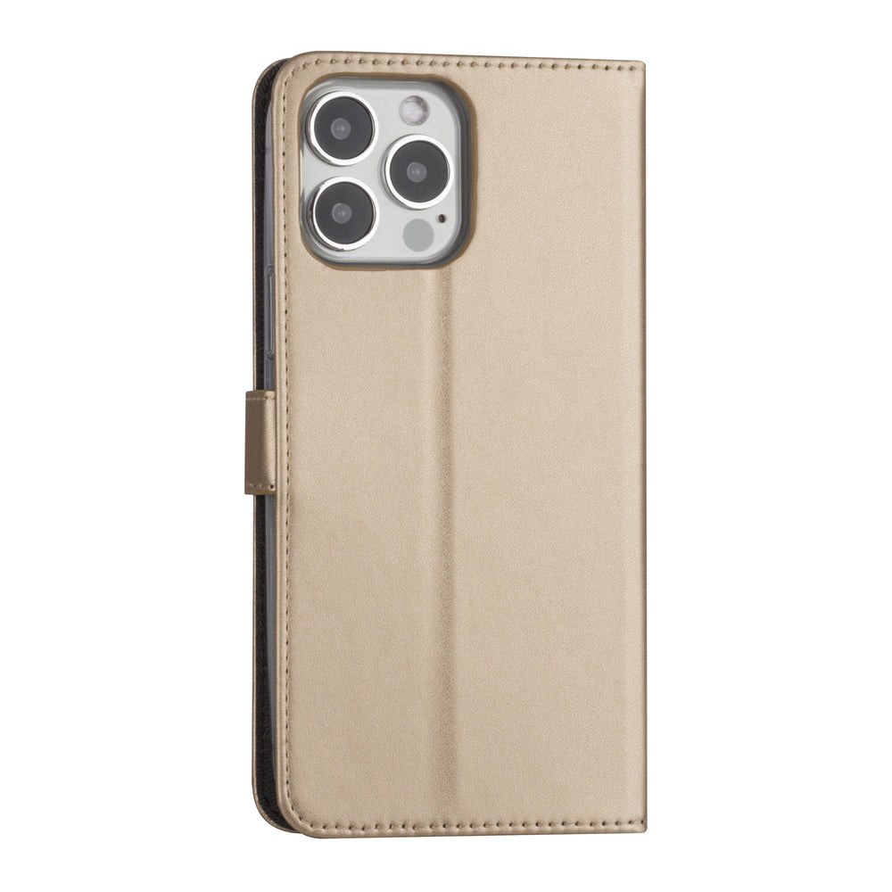 iPhone 13 Pro Max Booktype hoesje - Goud - Pasjeshouder - Magneetsluiting-Hoesjes-Ilumina Benelux