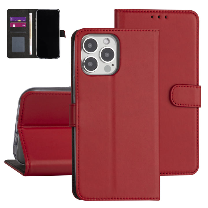 iPhone 13 Pro Max Booktype hoesje - Rood - Pasjeshouder - Magneetsluiting-Hoesjes-Ilumina Benelux