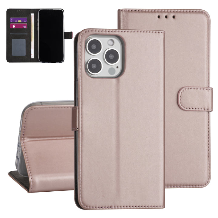 iPhone 13 Pro Max Booktype hoesje - Rose Gold - Pasjeshouder - Magneetsluiting-Hoesjes-Ilumina Benelux