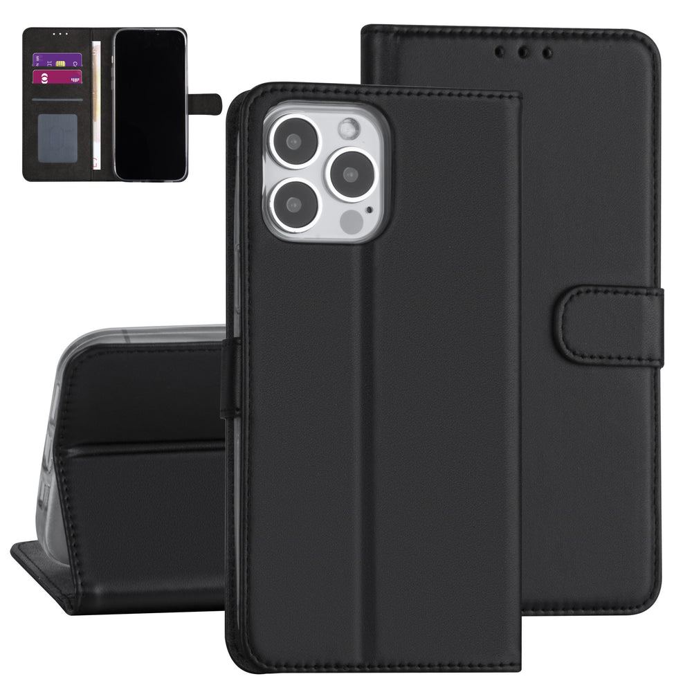 iPhone 13 Pro Max Booktype hoesje - Zwart - Pasjeshouder - Magneetsluiting-Hoesjes-Ilumina Benelux