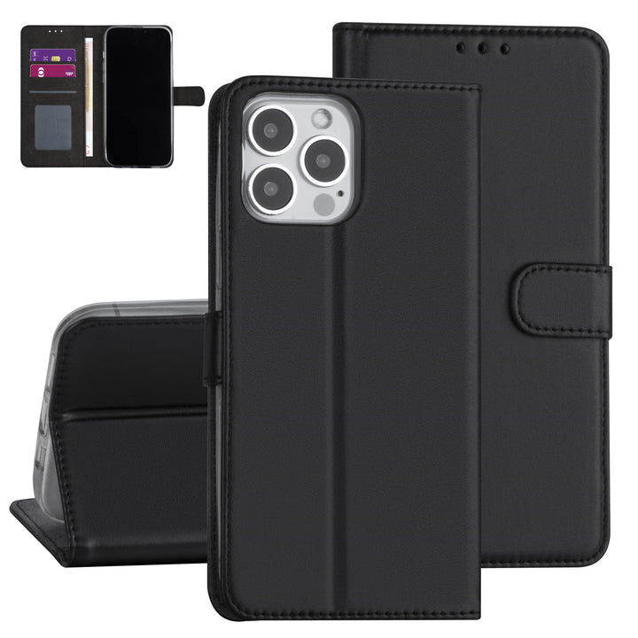 iPhone 13 Pro Max Booktype hoesje - Zwart - Pasjeshouder - Magneetsluiting-Hoesjes-Ilumina Benelux