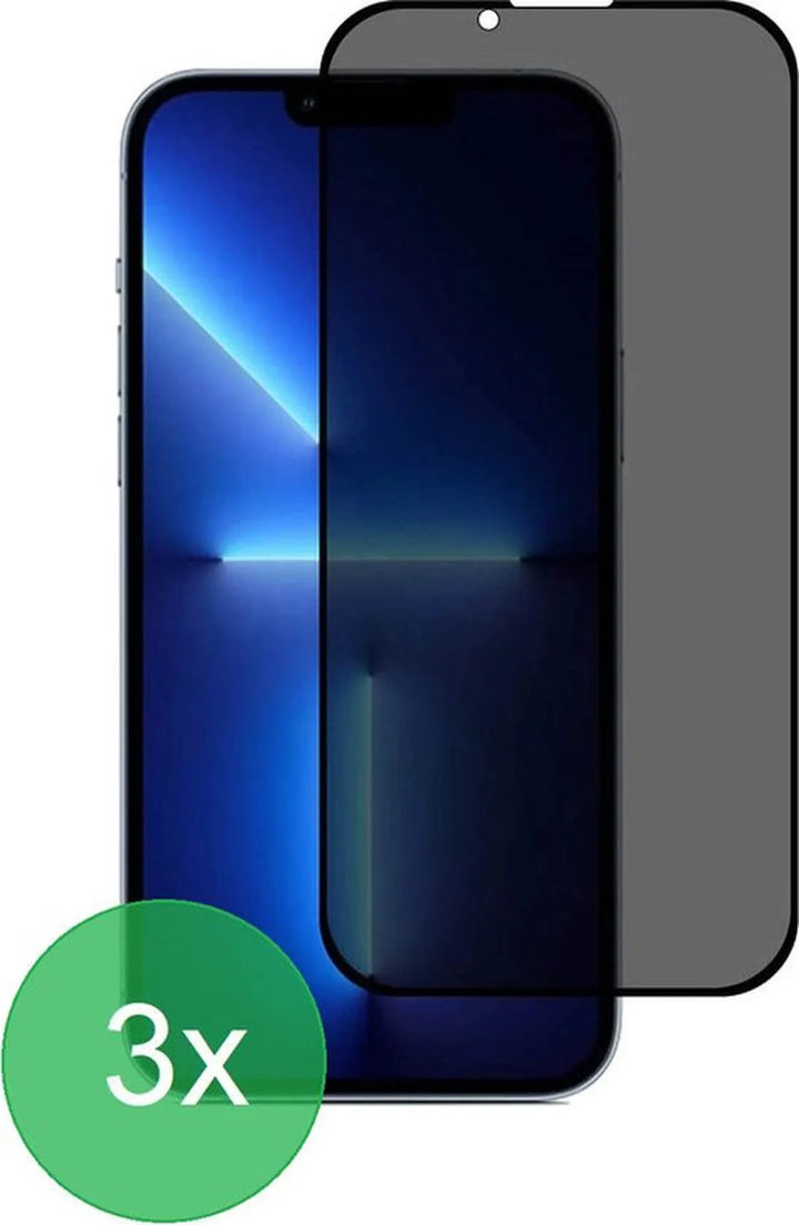 iPhone 13 Pro Max – Privacy Full Cover – 9H Gehard Glas – 3-Pack-Ilumina Benelux