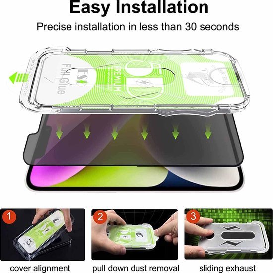 iPhone 13 Pro Max – Privacy Screenprotector Met Montageframe – 9H Gehard Glas – 2-Pack-Ilumina Benelux