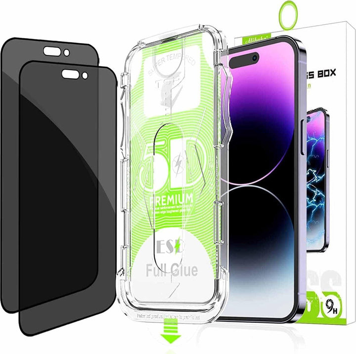 iPhone 13 Pro Max – Privacy Screenprotector Met Montageframe – 9H Gehard Glas – 2-Pack-Ilumina Benelux