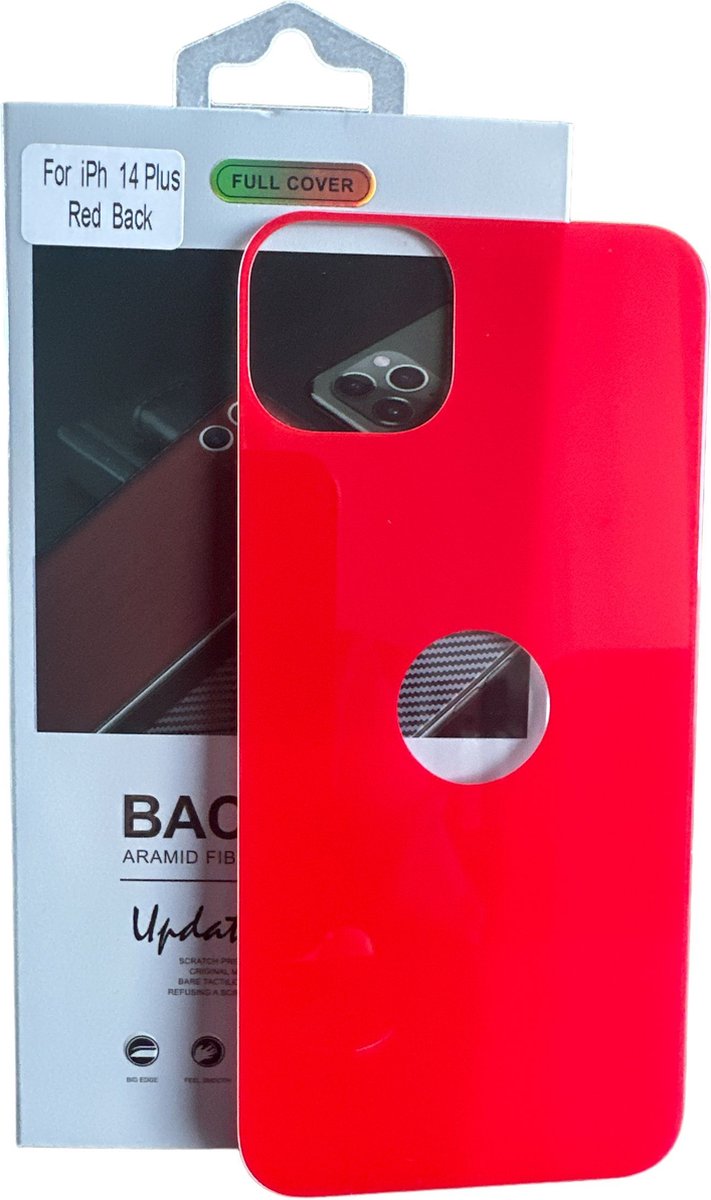 iPhone 14 Plus – Achterkant Screenprotector Gehard 9H – Anti-kras – Rood-Ilumina Benelux