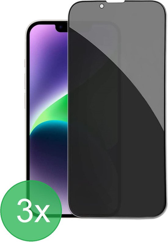 iPhone 14 Plus – Privacy Full Cover – 9H Gehard Glas – 3-Pack-Ilumina Benelux