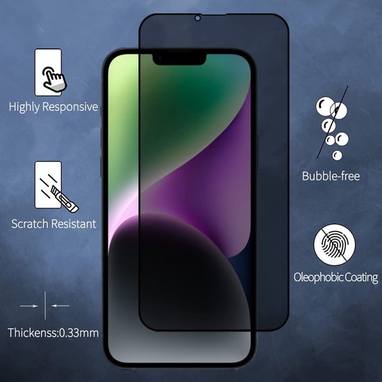 iPhone 14 Plus – Privacy Screenprotector – 9H Gehard Glas – 2-Pack-Ilumina Benelux