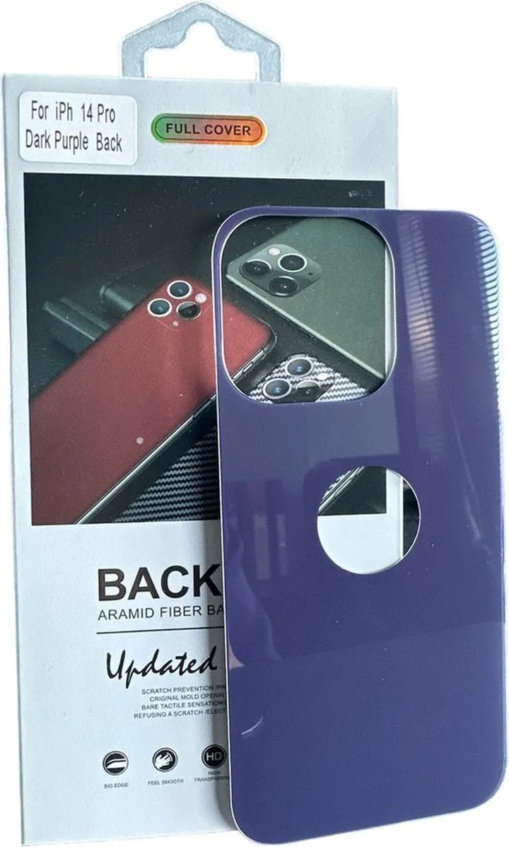 iPhone 14 Pro – Achterkant Tempered Glass – 9H Gehard Glas – Dark Purple-Ilumina Benelux
