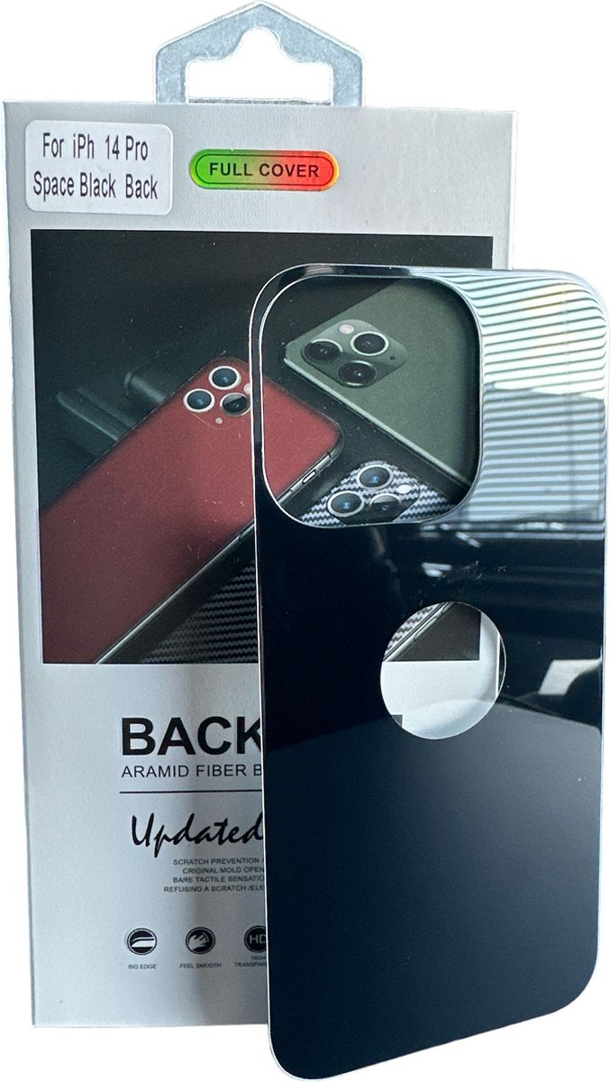 iPhone 14 Pro – Achterkant Tempered Glass – 9H Gehard Glas – Space Zwart-Ilumina Benelux