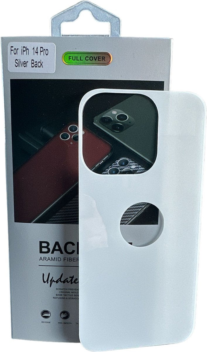 iPhone 14 Pro – Achterkant Tempered Glass – 9H Gehard Glas – Zilver-Ilumina Benelux