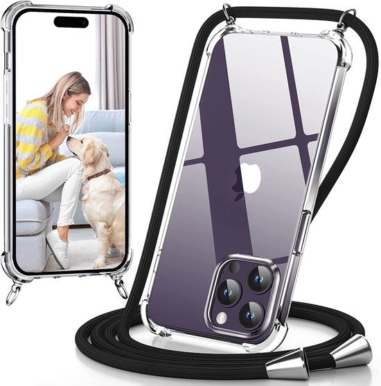 iPhone 14 Pro Hoesjes – Transparante Backcover – Koord & Ketting Draagriem – Schouder/Nek-Ilumina Benelux