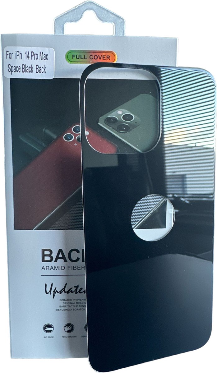 iPhone 14 Pro Max – Achterkant Tempered Glass – 9H – Space Zwart-Ilumina Benelux