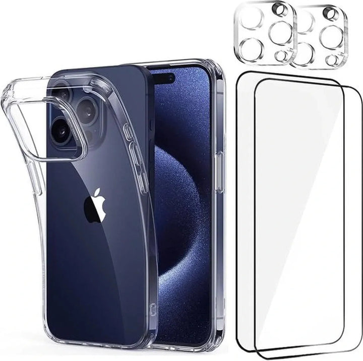 iPhone 14 Pro Max – Silicone Hoesje met Camera Lens & Screenprotector – 5-Pack-Ilumina Benelux