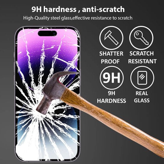 iPhone 14 Pro Screenprotector Full Cover – 9H Gehard Glas – 2-Pack-Ilumina Benelux