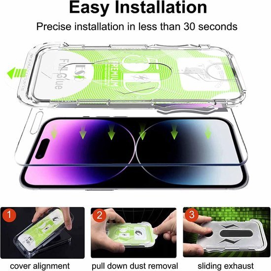 iPhone 14 Screenprotector Gehard 9H – Met Montageframe – 1-Pack-Ilumina Benelux
