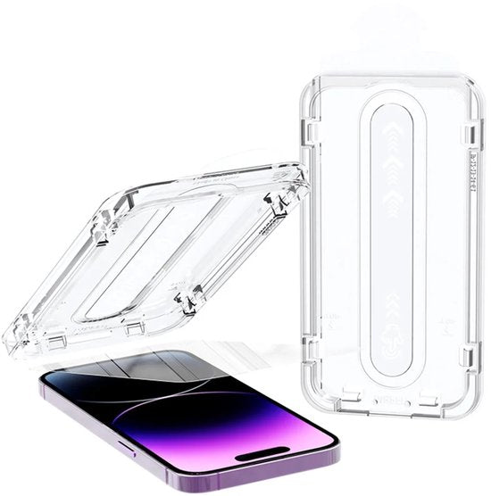 iPhone 14 Screenprotector Gehard 9H – Met Montageframe – 2-Pack-Ilumina Benelux