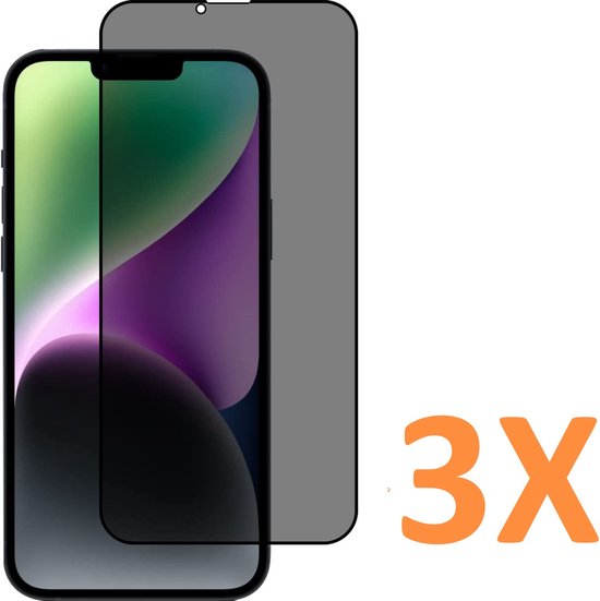 iPhone 14 & iPhone 16E – Privacy – 9H Gehard Glas – 3-Pack-Ilumina Benelux