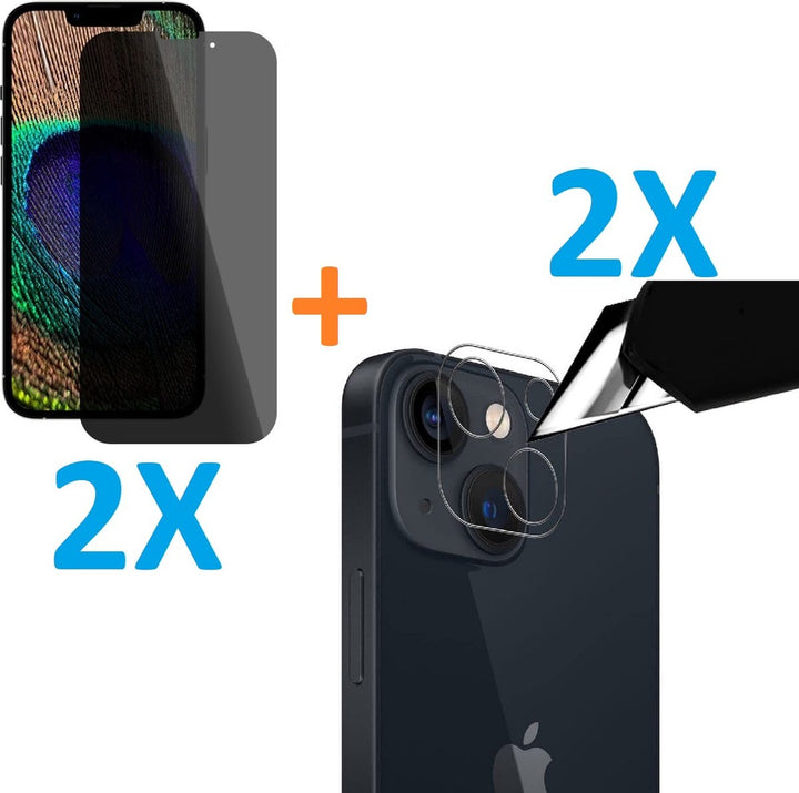 iPhone 15 – Camera Lens Protector & Privacy Screenprotector – Anti-Kras – 4-Pack-Ilumina Benelux