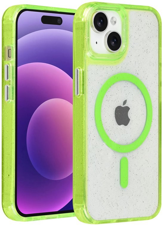 iPhone 15 Hoesjes - Magsafe - Glitter Design - Groen-Ilumina Benelux