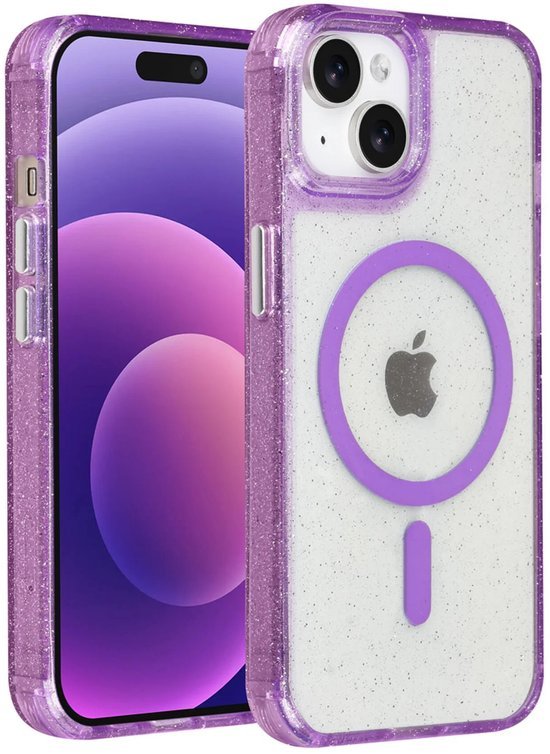 iPhone 15 Hoesjes - Magsafe - Glitter Design - Paars-Ilumina Benelux