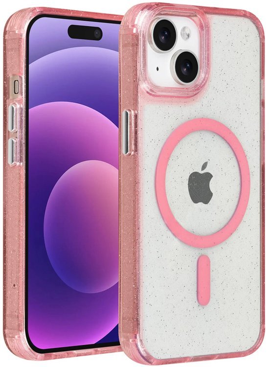 iPhone 15 Hoesjes - Magsafe - Glitter Design - Roze-Ilumina Benelux