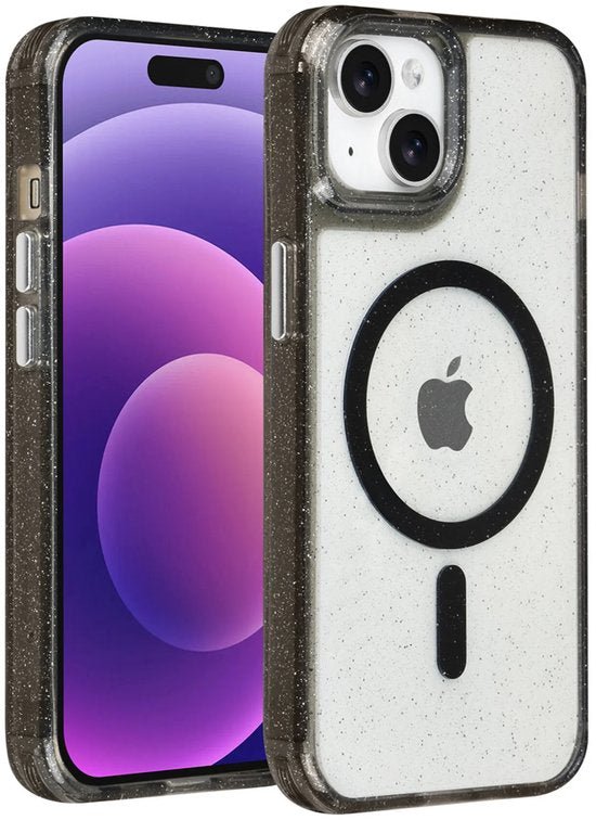 iPhone 15 Hoesjes - Magsafe - Glitter Design - Zwart-Ilumina Benelux