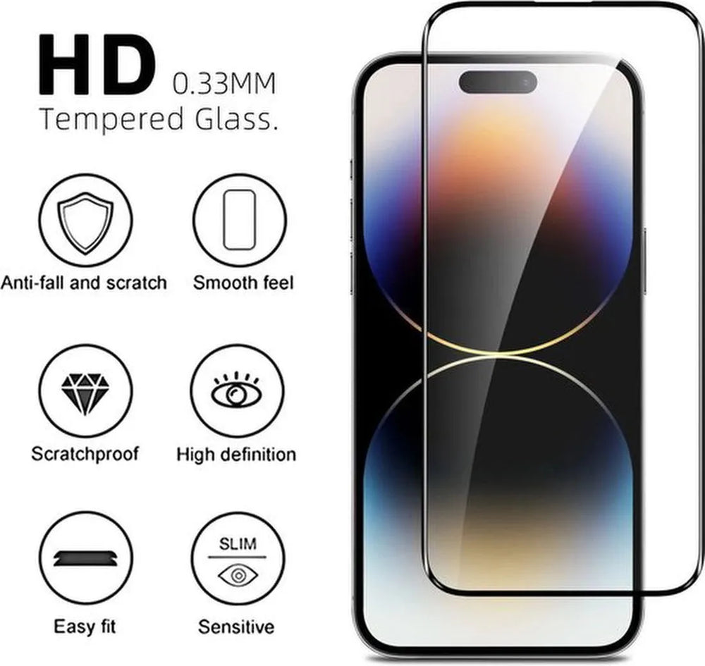 iPhone 15 Plus Screenprotector Full Cover – 9H Gehard Glas – 3-Pack Tempered Glas-Ilumina Benelux