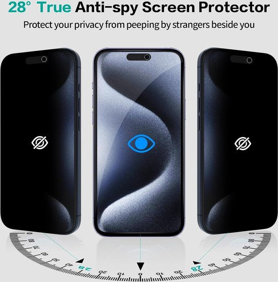 iPhone 15 Plus Screenprotector Gehard 9H – Privacy Screenprotector – 3-Pack-Ilumina Benelux