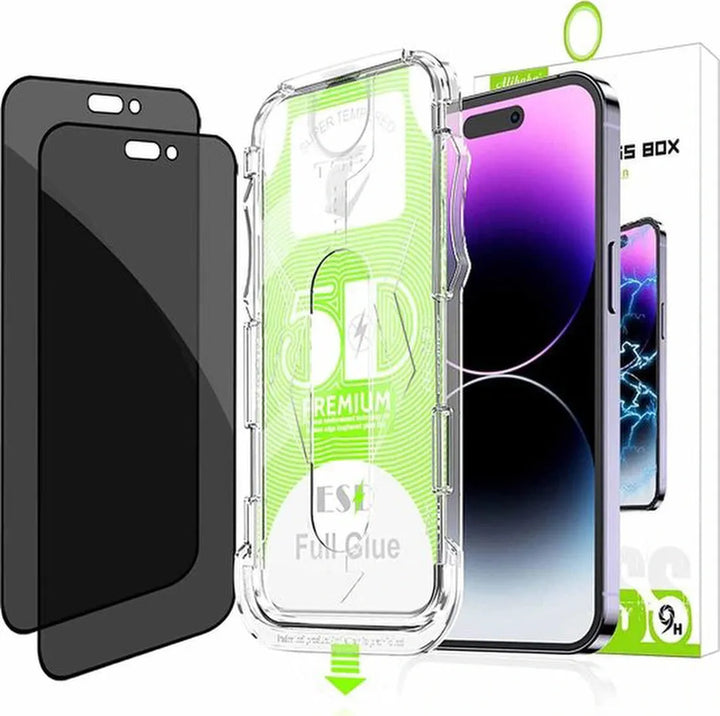 iPhone 15 – Privacy Screenprotector Met Montageframe – 9H Gehard Glas – 2-Pack-Ilumina Benelux