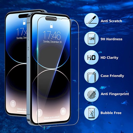 iPhone 15 Pro – 9H Gehard Glas – Anti-kras – 2-Pack Tempered Glas-Ilumina Benelux