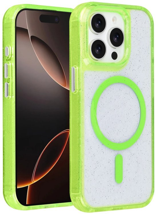iPhone 15 Pro Max Hoesjes - Magsafe - Glitter Design - Groen-Ilumina Benelux