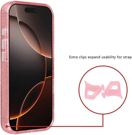 iPhone 15 Pro Max Hoesjes - Magsafe - Glitter Design - Roze-Ilumina Benelux