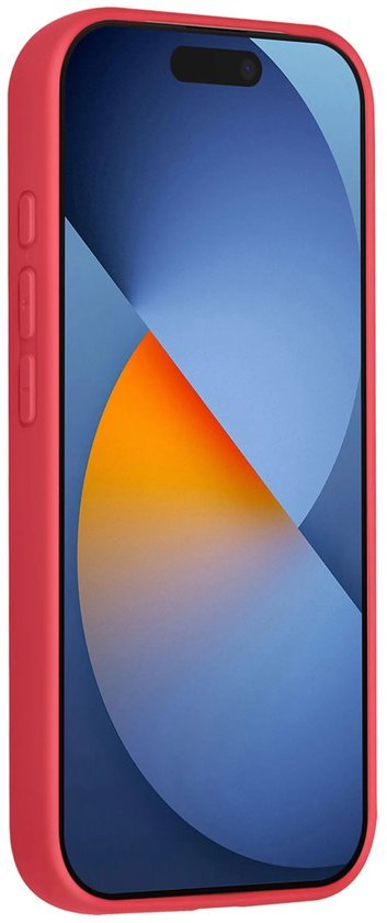 iPhone 15 Pro Max Hoesjes Schokbestendige Siliconen Backcover met Ringstandaard - Cherry Red-Ilumina Benelux