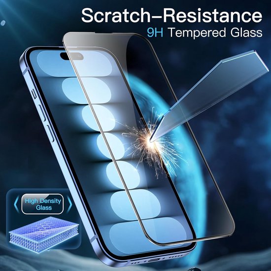 iPhone 15 Pro Max Screenprotector Gehard 9H Screenprotector Full Cover – 2-Pack Tempered Glas-Ilumina Benelux