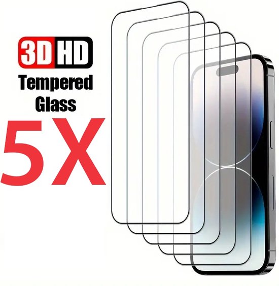 iPhone 15 Pro Screenprotector Gehard 9H – Anti-kras – 5-Pack Tempered Glas-Ilumina Benelux