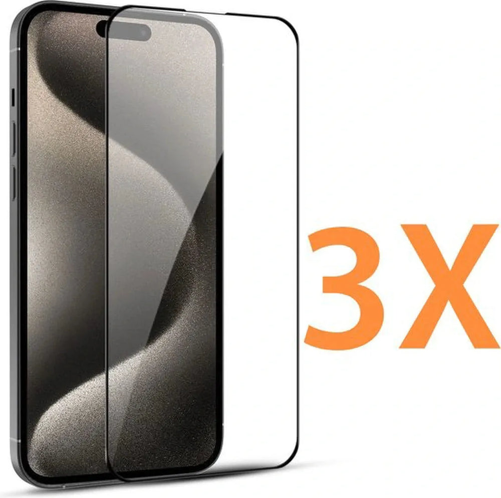 iPhone 15 Screenprotector Full Cover Screenprotector Gehard 9H – 3-Pack-Ilumina Benelux