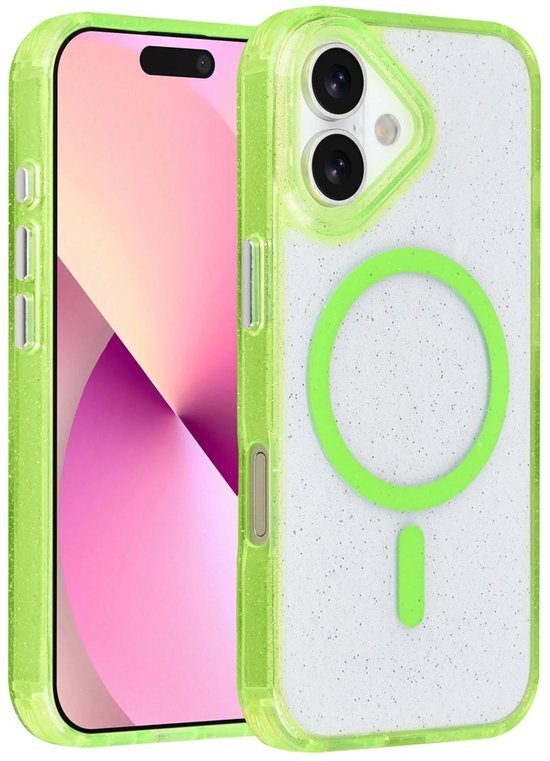 iPhone 16 Hoesjes - Magsafe - Glitter Design - Groen-Ilumina Benelux